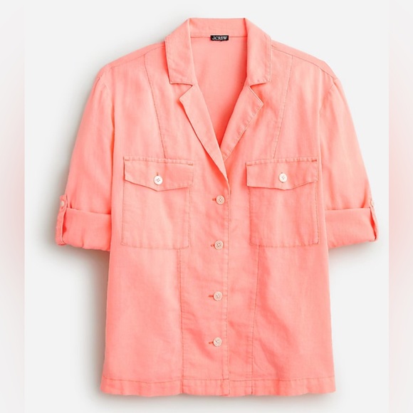 NWOT Jcrew Camp-collar shirt in featherweight linen blend - Picture 1 of 6